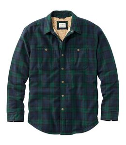 L.L.Bean M's Sherpa-Lined Scotch Plaid Shirt, Slightly Fitted