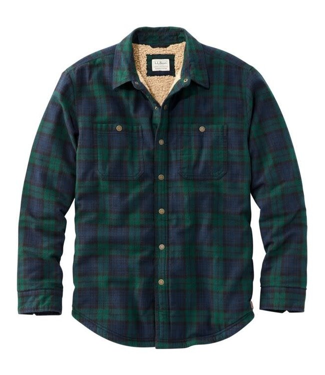 L.L.Bean M's Sherpa-Lined Scotch Plaid Shirt, Slightly Fitted