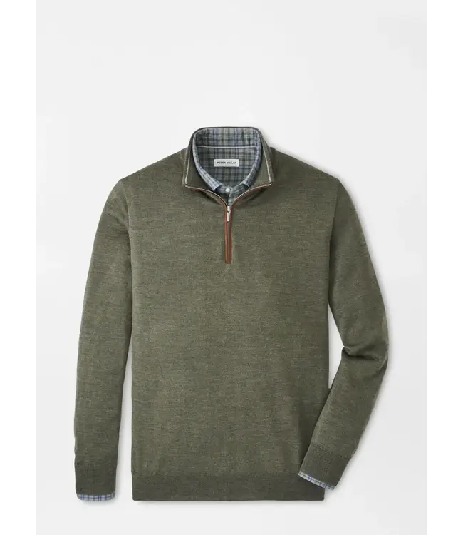 Peter Millar M's Autumn Crest Suede Trim Quarter-Zip