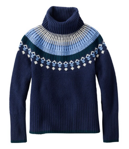 L.L.Bean W's SuperSoft Waffle Sweater, Turtleneck Fair Isle