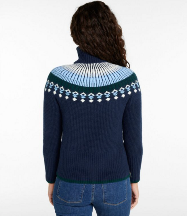 L.L.Bean W's SuperSoft Waffle Sweater, Turtleneck Fair Isle