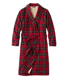 L.L.Bean M's Scotch Plaid Flannel Robe, Sherpa-Lined