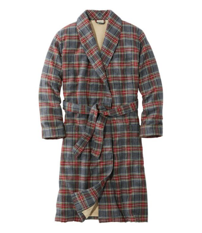 L.L.Bean M's Scotch Plaid Flannel Robe, Sherpa-Lined