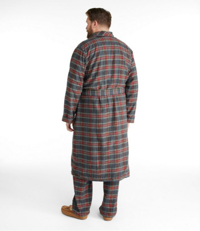 L.L.Bean M's Scotch Plaid Flannel Robe, Sherpa-Lined