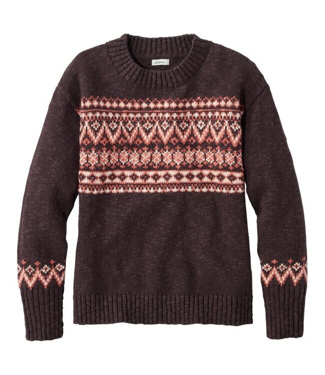 L.L.Bean W's Cotton Ragg Sweater, Crewneck Fair Isle