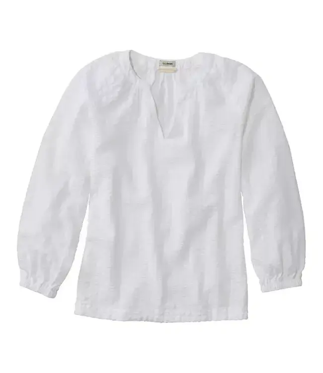 L.L.Bean W's Bean's Seacoast Seersucker Splitneck Shirt