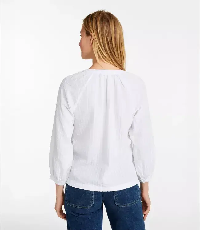 L.L.Bean W's Bean's Seacoast Seersucker Splitneck Shirt