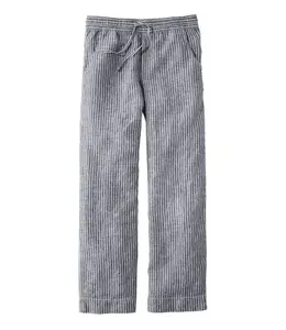 L.L.Bean W's Premium Washable Linen Pull-On Pants, Stripe