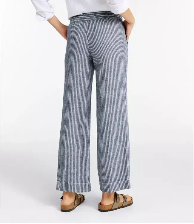 L.L.Bean W's Premium Washable Linen Pull-On Pants, Stripe
