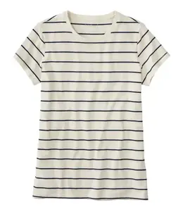 L.L.Bean W's S/S Soft Stretch Supima-Blend Tee, Crewneck Striped
