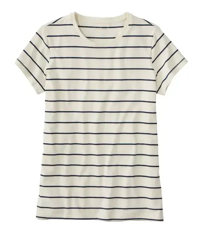 L.L.Bean W's S/S Soft Stretch Supima-Blend Tee, Crewneck Striped