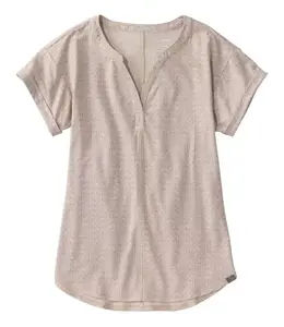 L.L.Bean W's S/S Streamside Tee, Splitneck Print