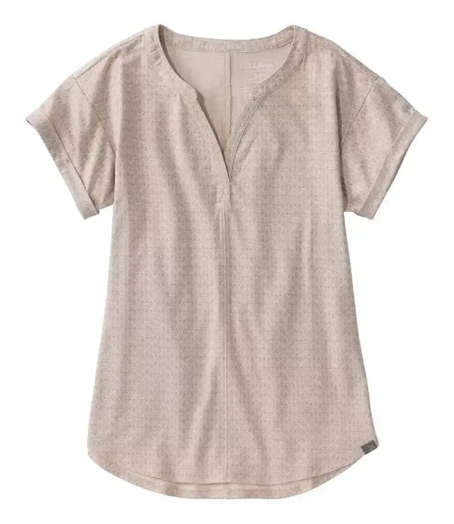 L.L.Bean W's S/S Streamside Tee, Splitneck Print