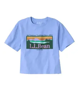 L.L.Bean W's S/S Sunwashed Tee, Cropped Boxy Crewneck Logo