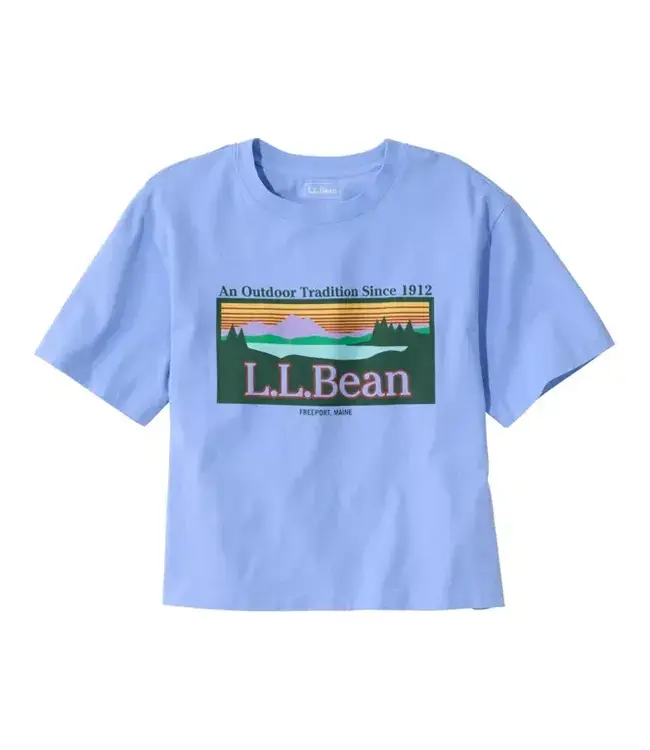 L.L.Bean W's S/S Sunwashed Tee, Cropped Boxy Crewneck Logo