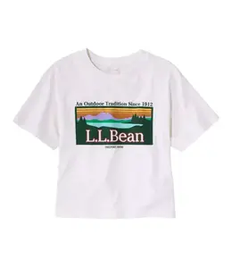 L.L.Bean W's S/S Sunwashed Tee, Cropped Boxy Crewneck Logo