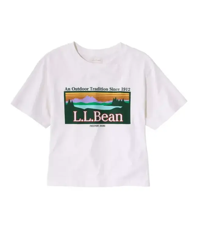 L.L.Bean W's S/S Sunwashed Tee, Cropped Boxy Crewneck Logo