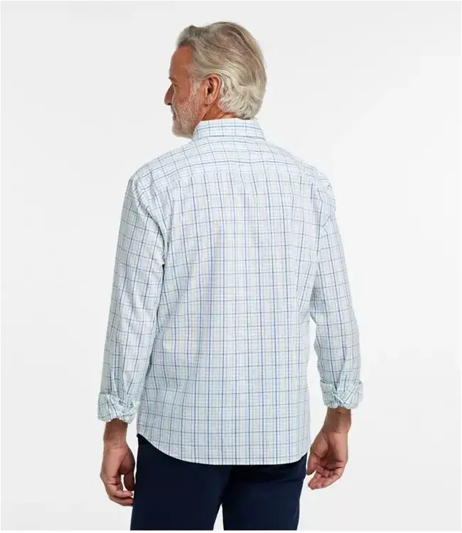 L.L.Bean M's L/S Comfort Stretch Performance® Shirt, Slightly Fitted Untucked Fit, Plaid