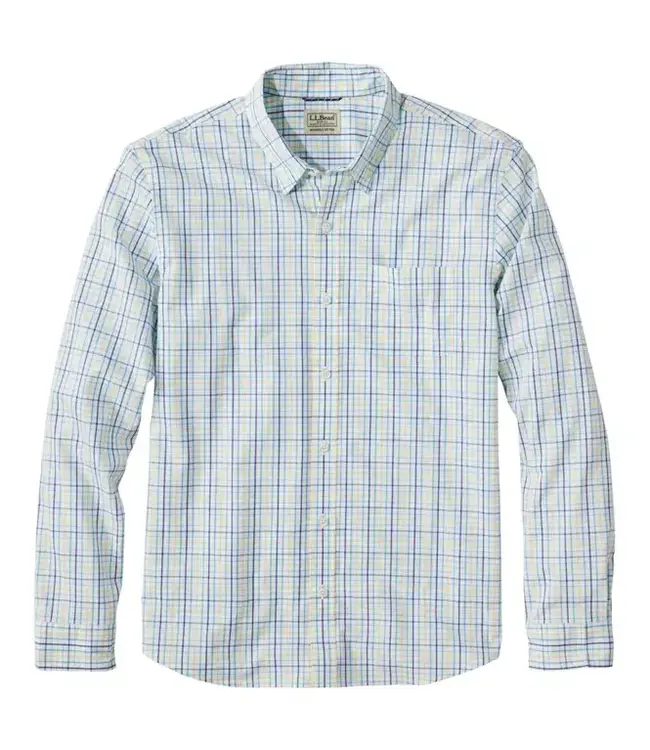 L.L.Bean M's L/S Comfort Stretch Performance® Shirt, Slightly Fitted Untucked Fit, Plaid