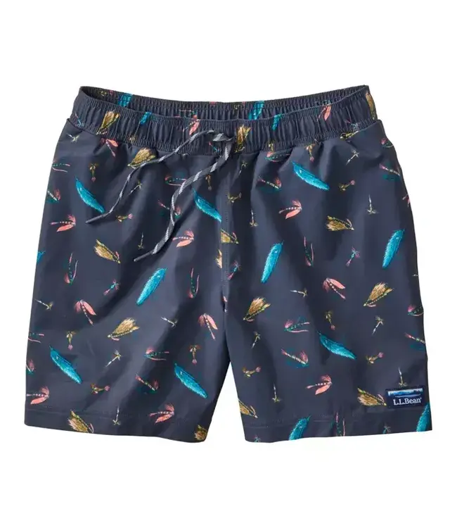 L.L.Bean M's Vacationland Stretch Swim Trunks, Print, 6"