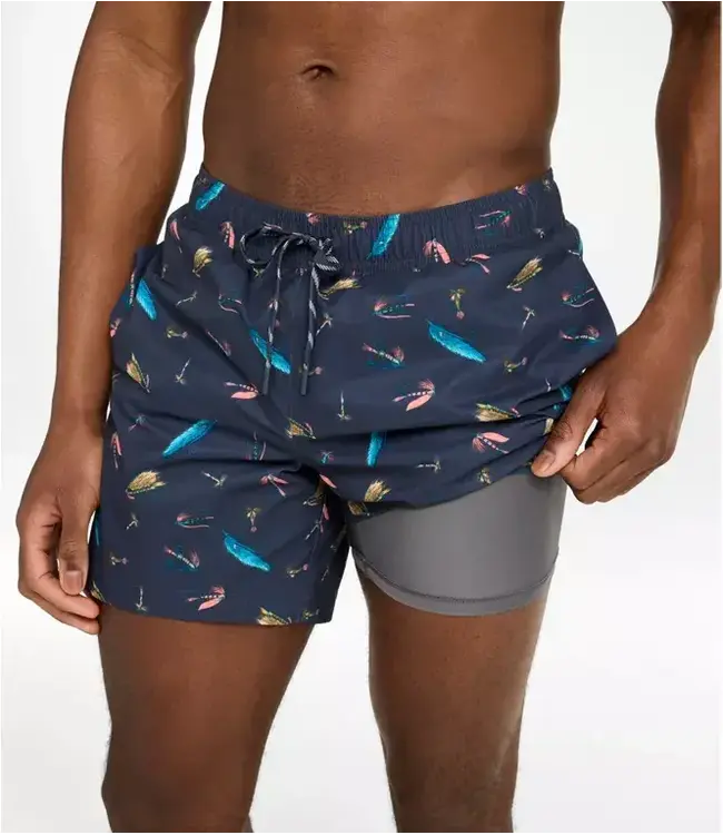L.L.Bean M's Vacationland Stretch Swim Trunks, Print, 6"