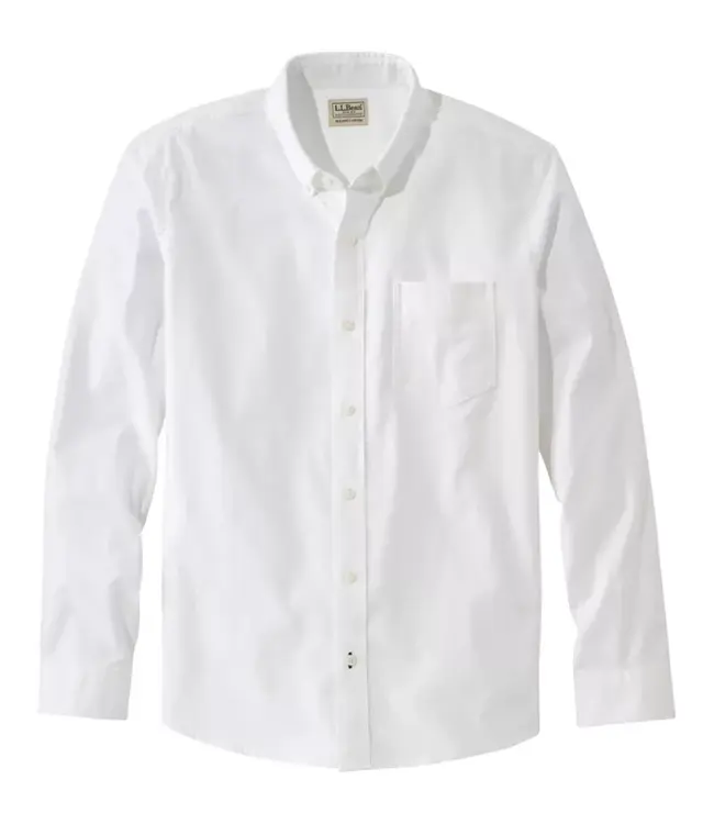 L.L.Bean M's Comfort Stretch® Oxford Shirt, Slightly Fitted Untucked Fit