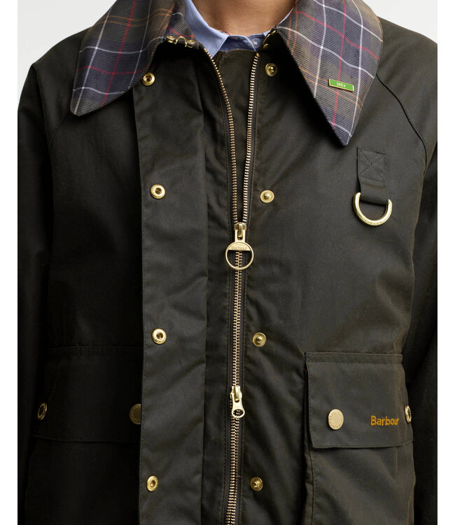 Barbour W's Icons Tartan Collar Spey Waxed Jacket