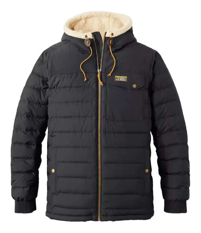 L.L.Bean M's Mountain Classic Down Hooded Jacket, Sherpa-Lined