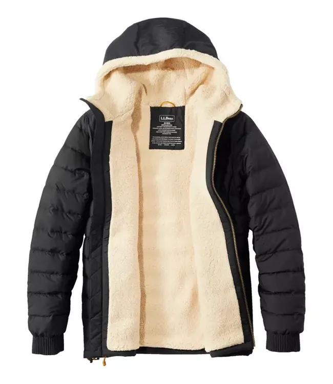 L.L.Bean M's Mountain Classic Down Hooded Jacket, Sherpa-Lined
