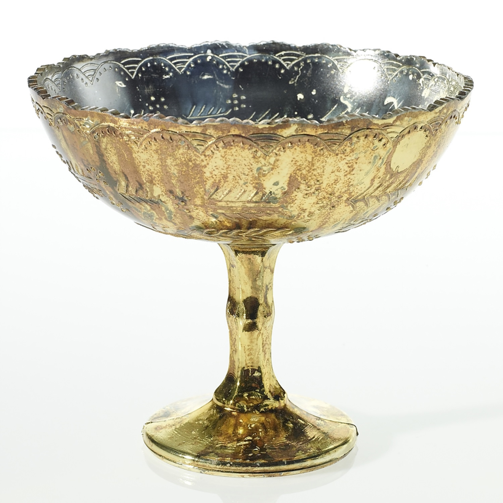 7”h x 8” Desiray Compote Gold, GLASS