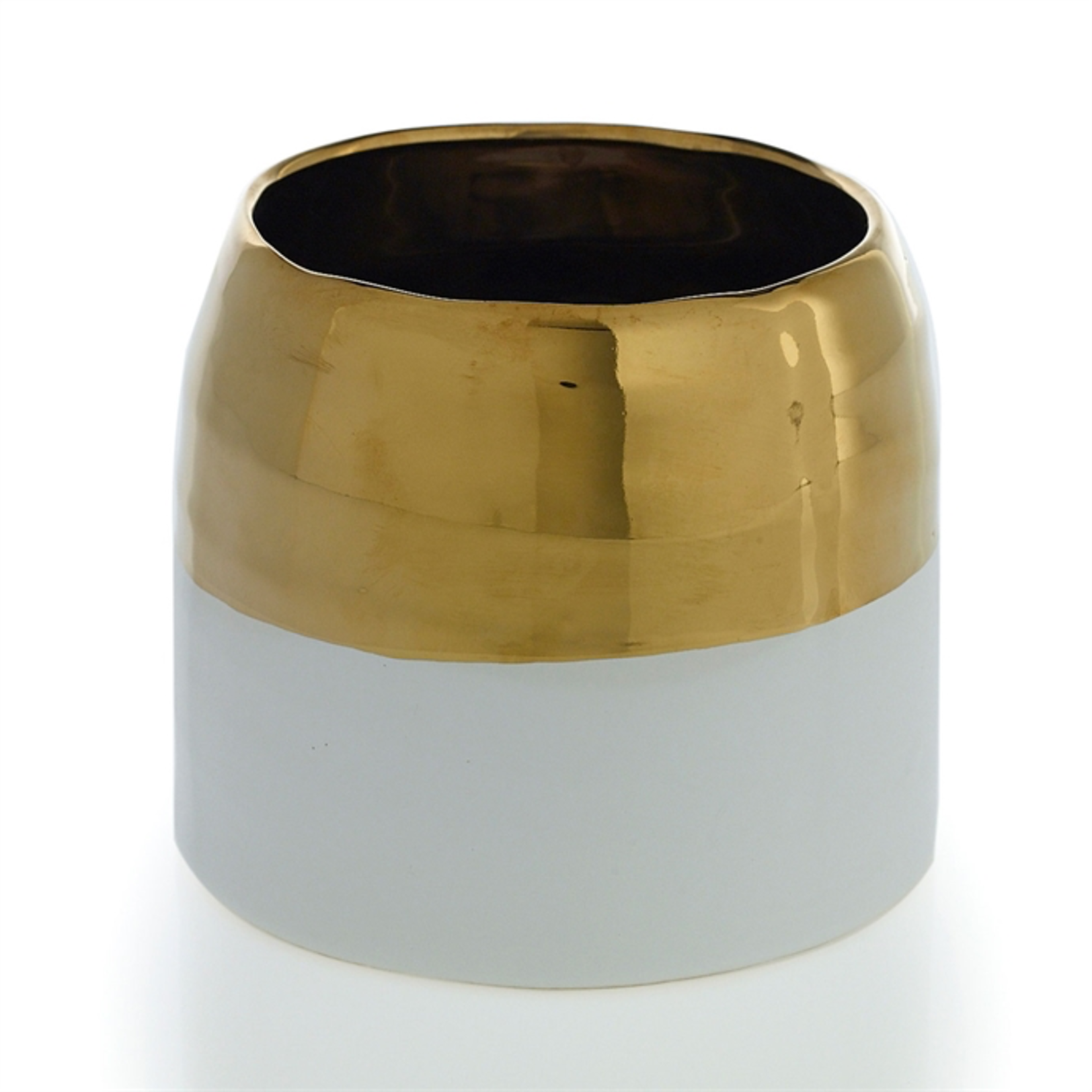 5.75'' x 5’' WHITE AND GOLD CLAIRE POT (AD)