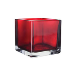 5" x 5" x 5" Square Vase - Ruby