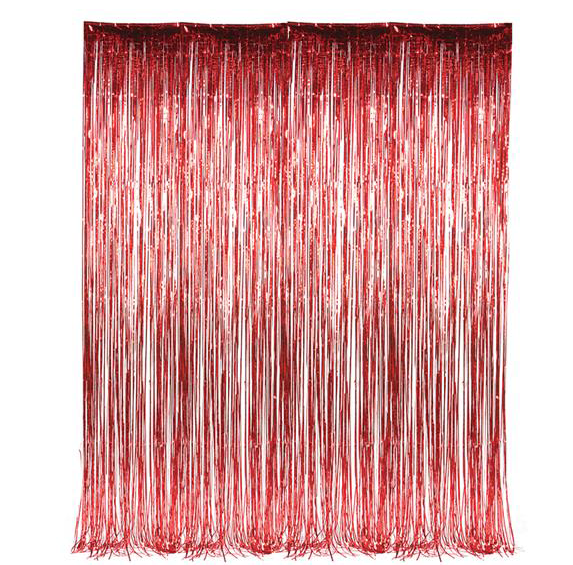 Red - Metallic Fringe Curtain - Many Size Options