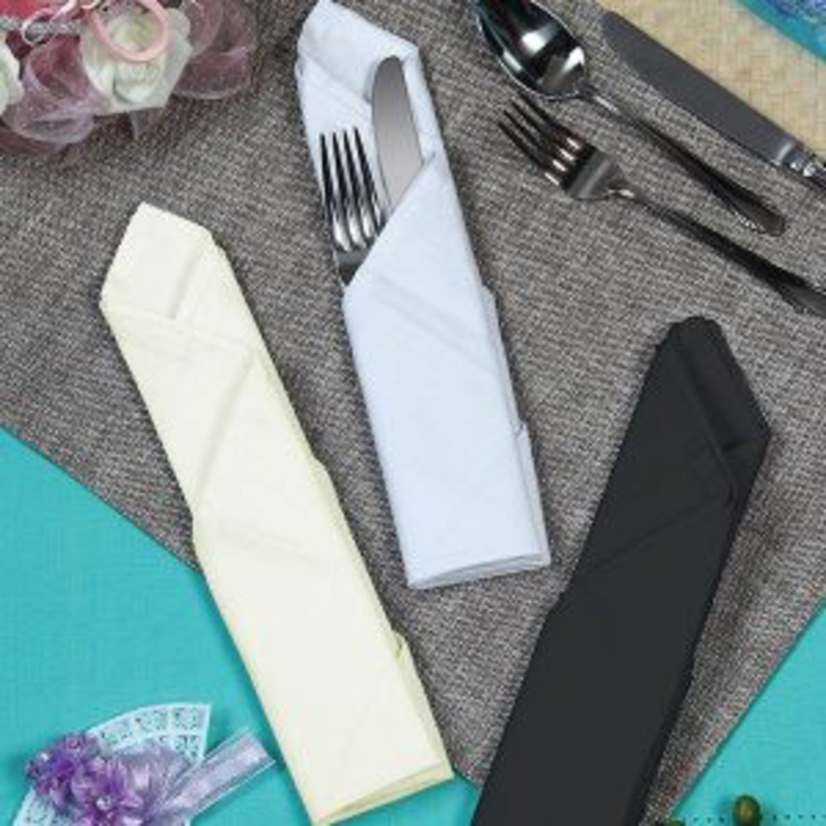 20” BLACK FABRIC NAPKIN 6 PCS TO THE PACK