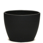 14" X 8" Opening X 12" H Ceramic Eye Vase, Matte Black