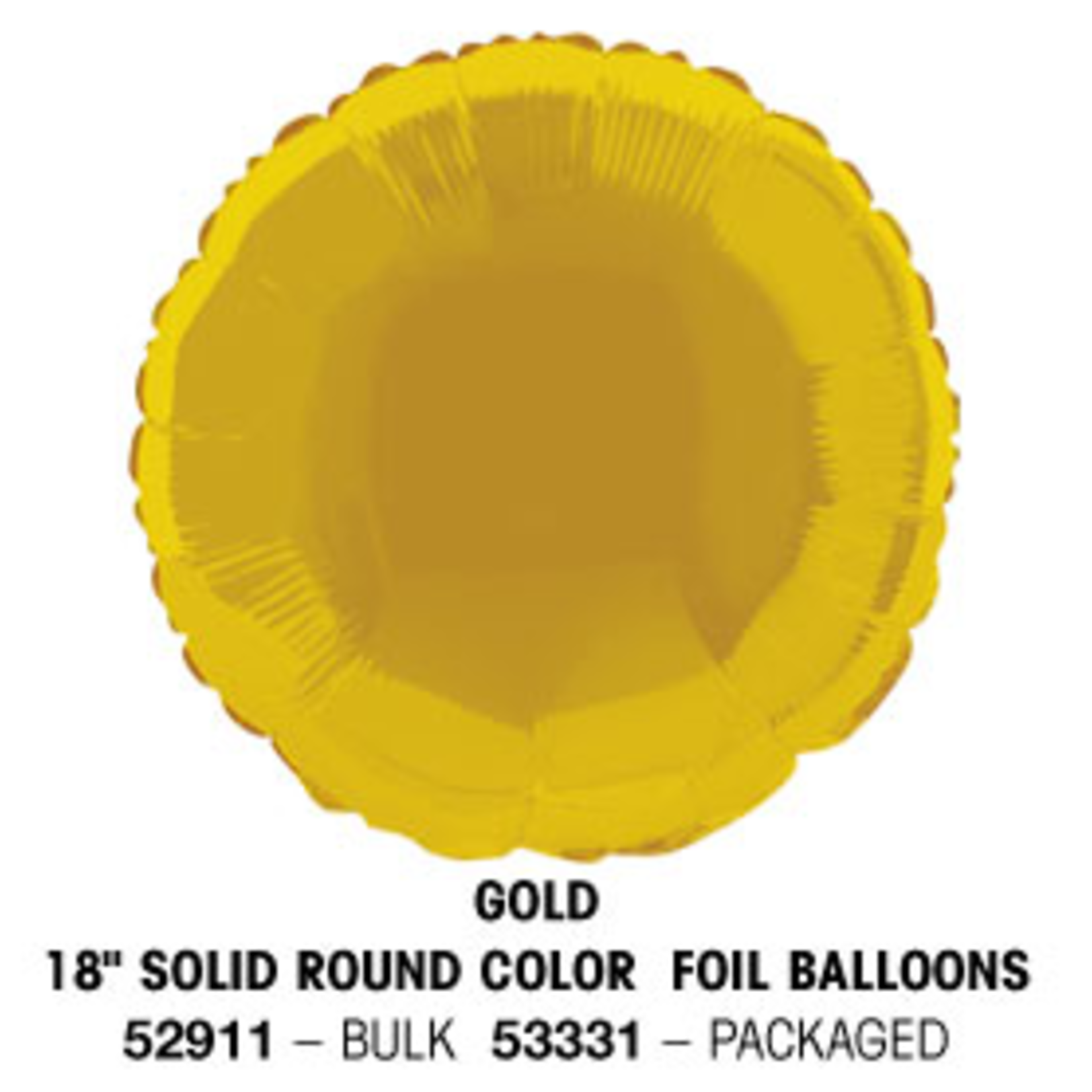 18"" Round Foil Balloon Bulk - Gold