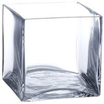 8"H X 8" X 8" CLEAR GLASS CUBE VASE