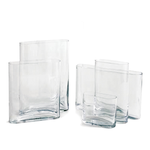 6"H X 10"L X 2" CLEAR NARROW POCKET VASE WITH OVAL CORNERS