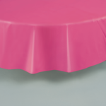 Round Plastic Tablecover 84""-Hot Pink