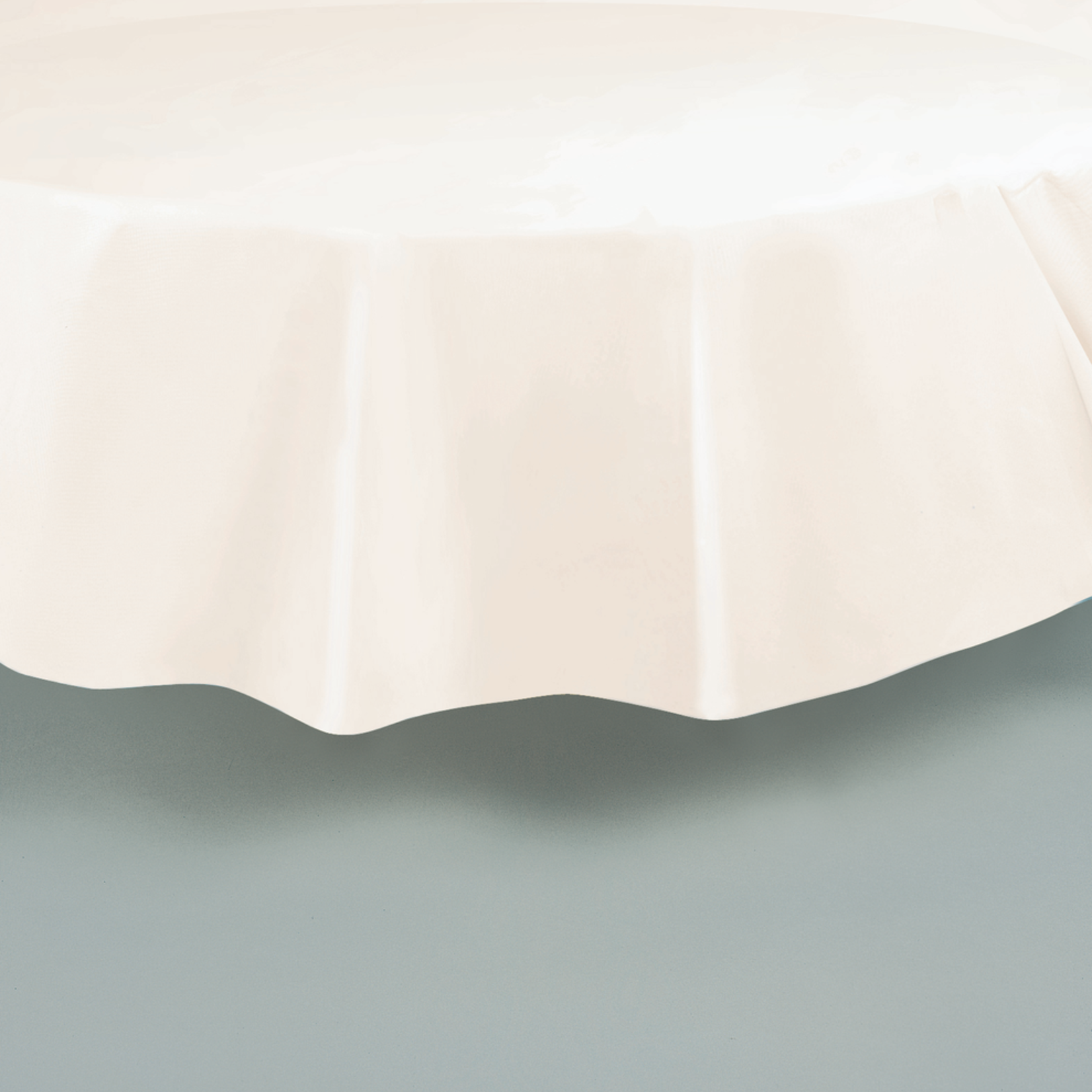 Round Plastic Tablecover 84""-Ivory