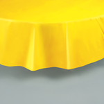 Sunflower Yellow Solid Round Plastic Table Cover, 84"