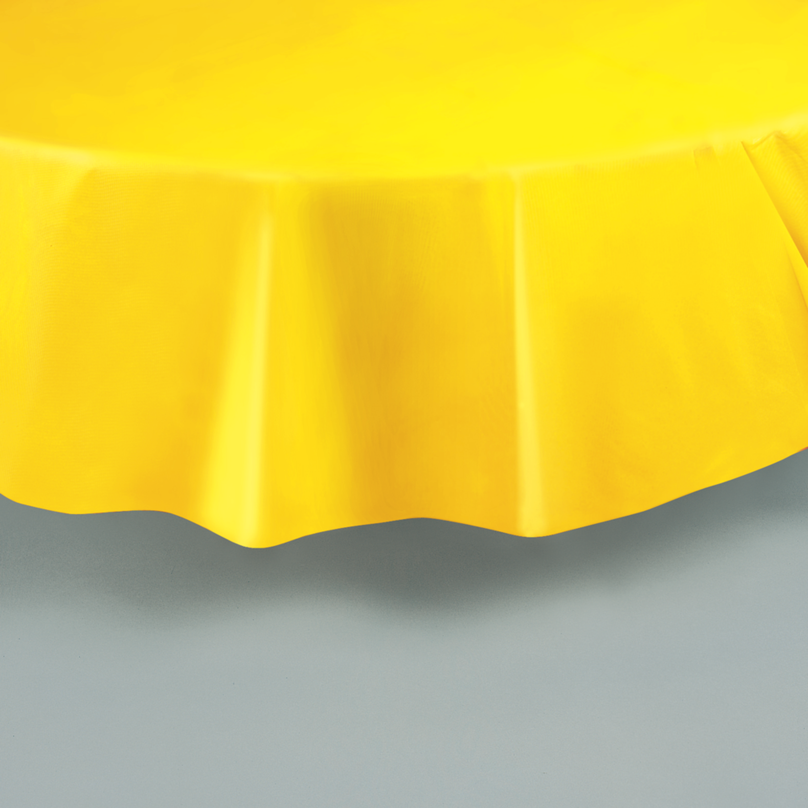 Sunflower Yellow Solid Round Plastic Table Cover, 84"
