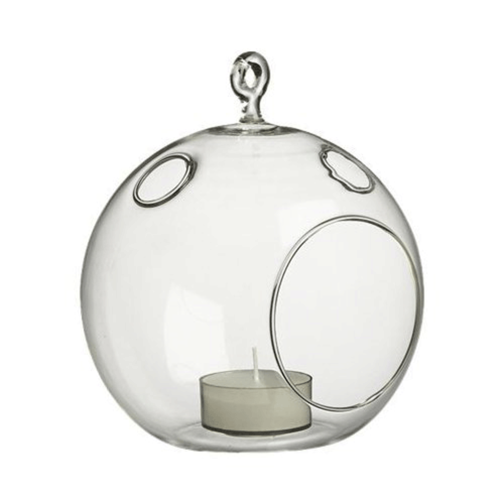 Width: 4". Height: 5" Open: 2.5" Clear Round Hanging Votive Candle Holder