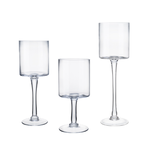 H:12"/10"/8" D:3.5" HURRICANE STEM CANDLE HOLDER VASE (SOLD BY THE SET OF 3)