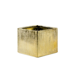 3" X 3" X 3" ETCH GOLD CERAMIC CUBE SQUARE VASE