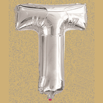 16" FOIL BALLOON “T” SILVER, 1 PC/PACK
