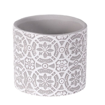 4.125’’D X 3.75"H ROUND EMBOSSED CEMENT PLANTER