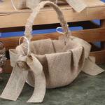 BURLAP FLOWER BASKET