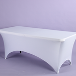 WHITE 8’ REC SPANDEX TABLE CLOTH