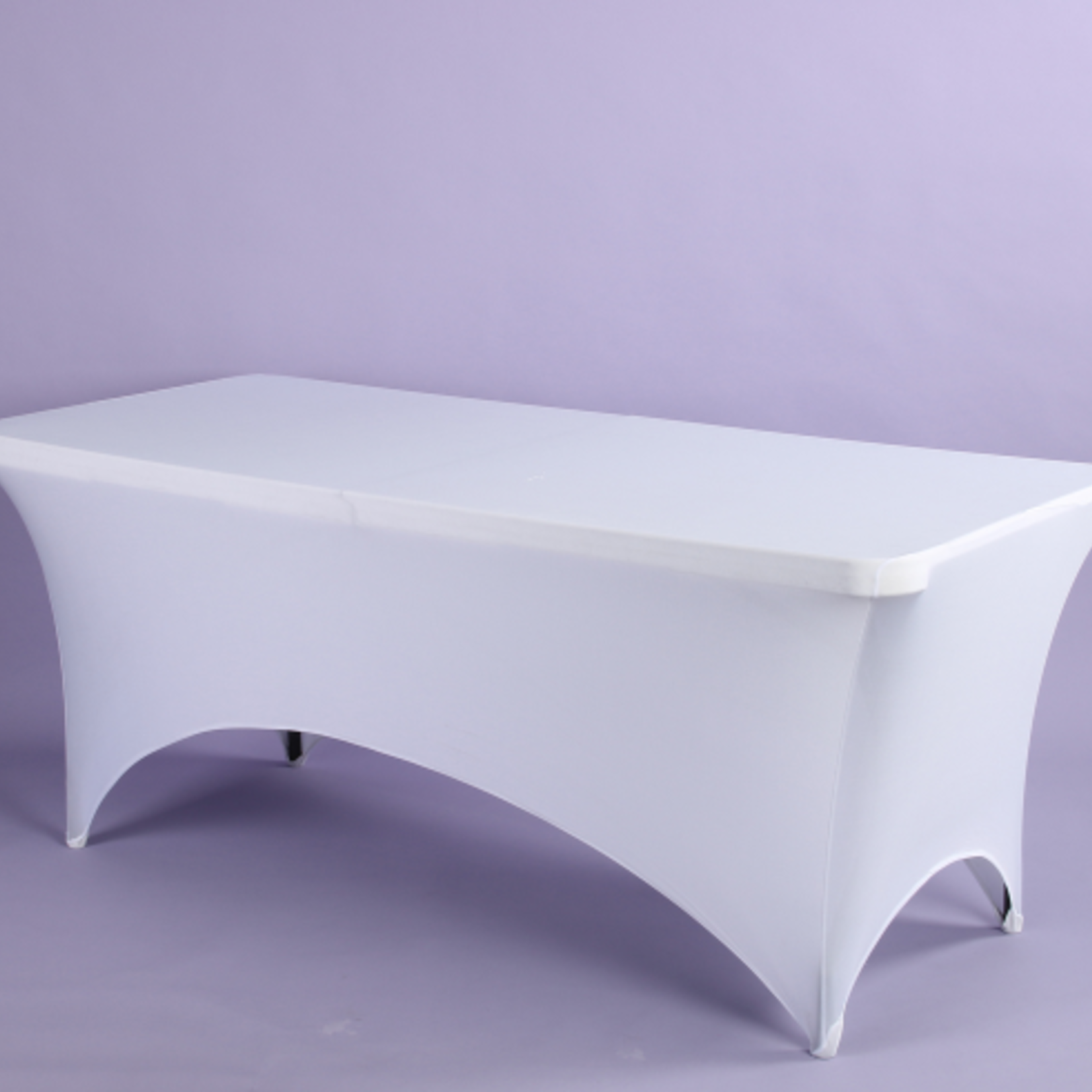WHITE 8’ REC SPANDEX TABLE CLOTH